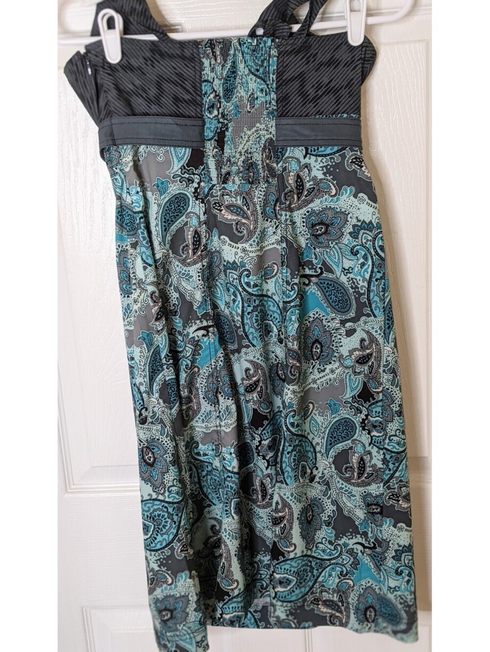 Athleta Womens Pack Everywhere Halter Dress Teal/Blk/Gray Paisley w/ Pocket Sz 6 - Picture 4 of 8